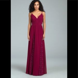 Hayley Paige Style #5813. Burgundy Sz.10 lace and Chiffon gown